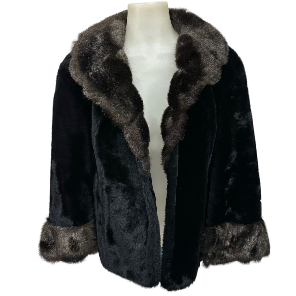 Regina Glenara By Glenoit Vtg Black Brown Fur Cape Wrap Usa Scalloped Co